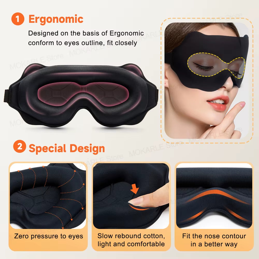 Luxurious 3D Sleep Mask - Total Light Blockage & Ultimate Comfort for Restful Sleep